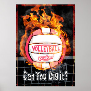 Poster Você Pode Fazê-Lo Queimando Voleibol Rosa