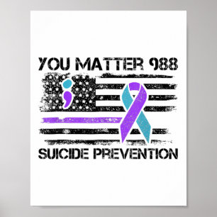Poster Você Problema 988 Prevenção Suicida Bandeira Ameri
