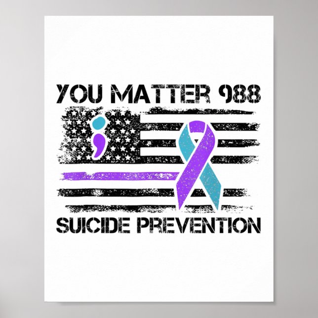 Poster Você Problema 988 Prevenção Suicida Bandeira Ameri (Frente)