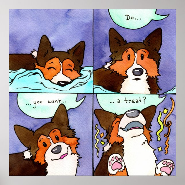 Poster "Você Quer Um Tratado?" Engraçado Corgi Comic (Frente)