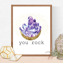 Poster Você Rock Ametist Crystals Spiritual Watercolor