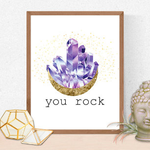Poster Você Rock Ametist Crystals Spiritual Watercolor