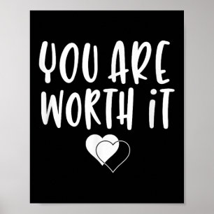 Poster Você Vale a Pena Cute Motivacional Mulheres Coraçõ