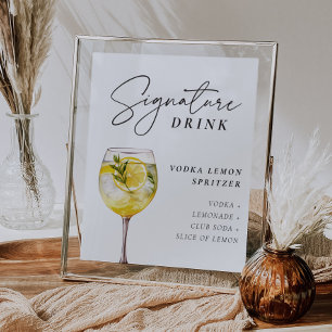 Poster Vodka Lemon Spritzer Signature Drink Sinal