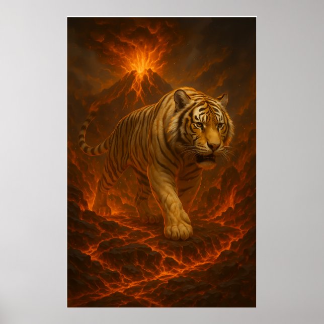 Poster Volcanic White Tiger Premium Wall Art – Fine Art C (Frente)