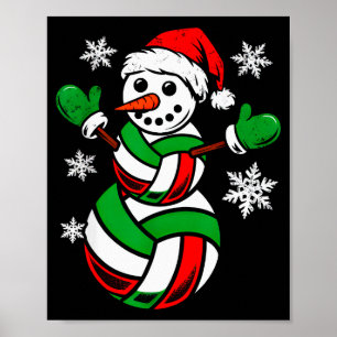Poster Volei Santa Chapéu Boneco de Neve Natal Divertido 