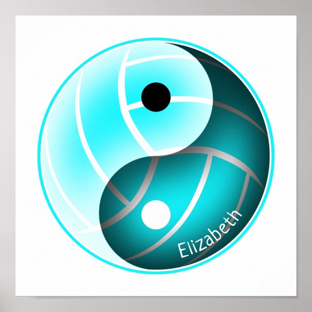 Poster voleibol desportivo feminino yin yang (Frente)