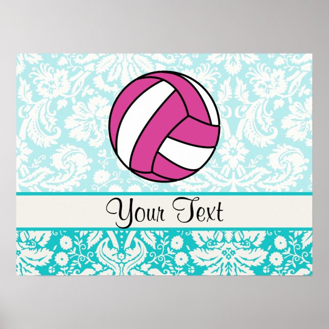 Poster Voleibol Rosa; Cor damasco (Frente)