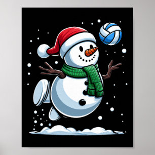 Poster Voleibol Snowman Santa Hat Natal Boys G