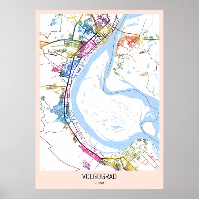 Poster Volgograd Russia City Map (Frente)
