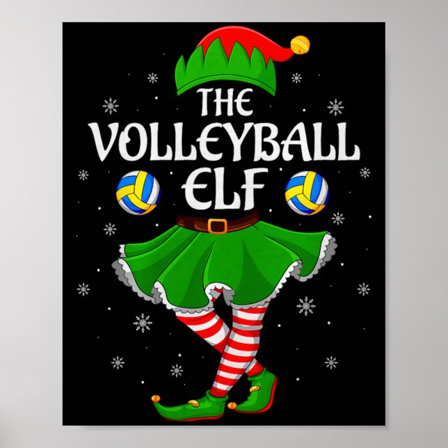 Poster Volleyball Elf Christmas Family Girls Women Elf Sq (Frente)