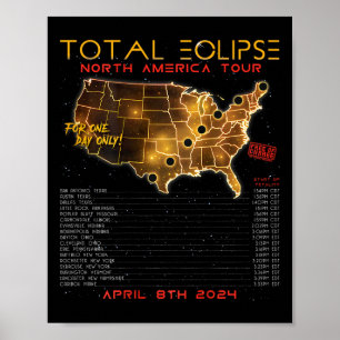 Poster Volta) Total Solar Eclipse 2024 Tour na América do