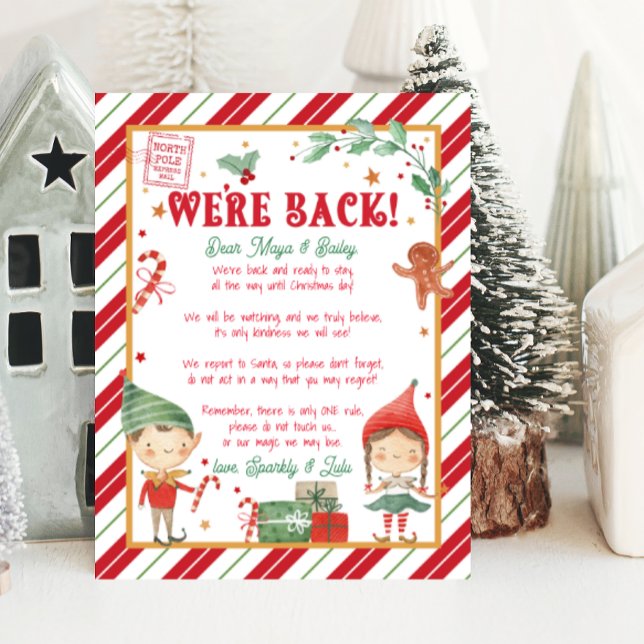 Poster Voltamos ao Elf Elves de Natal (were back christmas elf, welcome back elf, elf, magical, festive, watercolor, merry christmas)