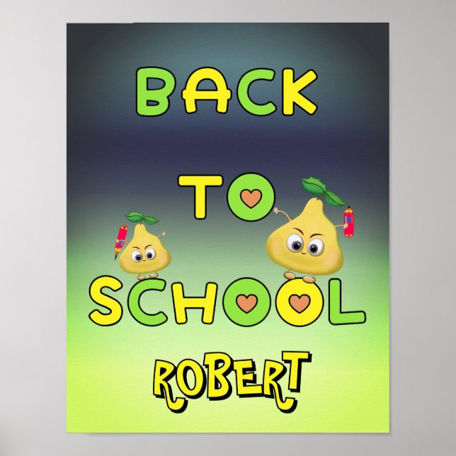 Poster Voltando para a escola peras engraçadas (Frente)