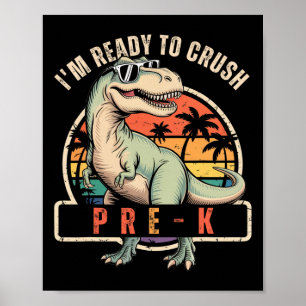 Poster Voltar à Escola Menino Dinossauro Estou Pronto Par