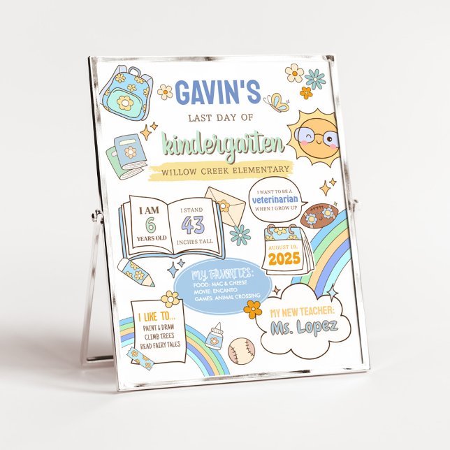 Poster Voltar à escola Sinal de Conselho do último dia (Last Day Back to School Board Sign)