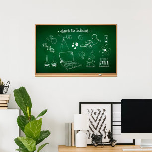 Poster Voltar ao Ensino do Chalkboard de Ciências Escolar