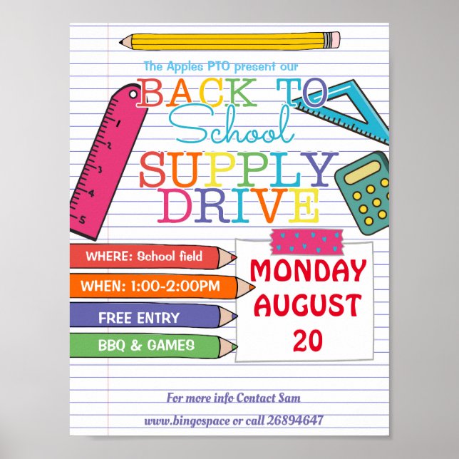 Poster voltar ao evento de drive de suprimento PTA PTO da (Frente)