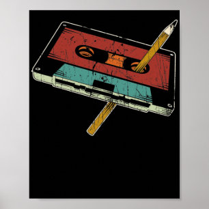 Poster Voltar ao Lápis Cassete Música dos anos 90 e 80
