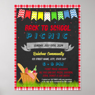 Poster Voltar ao modelo de evento de picnic na escola