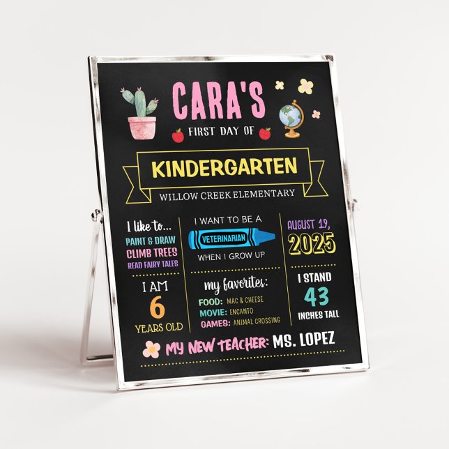 Poster Voltar ao Quadro Escolar Sinal do Primeiro Dia (Chalkboard Back to School First Day Sign)