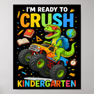 Poster Voltar às Aulas Menino Dinossauro Estou Pronto Par