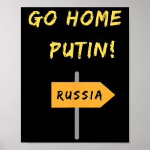 Poster Volte para Casa Putin! Apoio à Ucrânia. Paz.