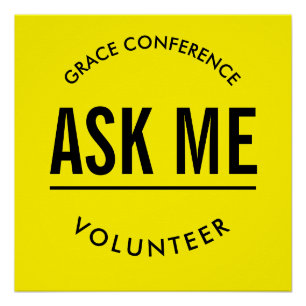 Póster Voluntário amarelo e preto pergunte-me