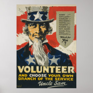 Poster Voluntário da Primeira Guerra Mundial - Tio Sam