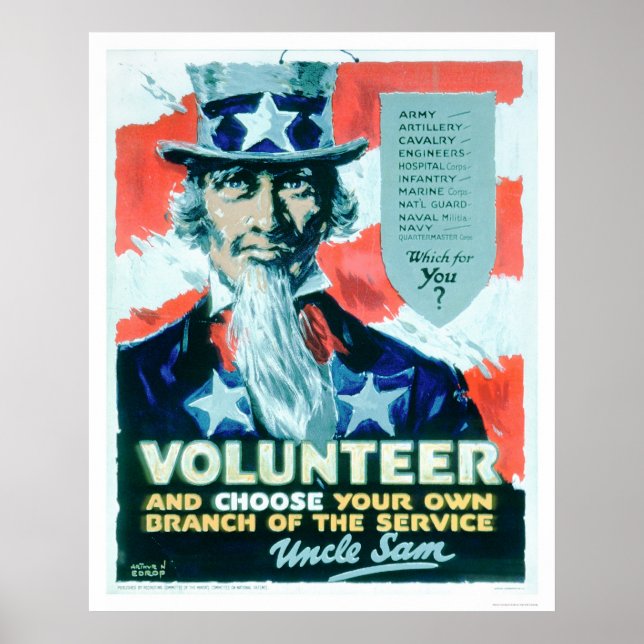 Póster Voluntário e escolha sua ramificação (US02082) (Frente)
