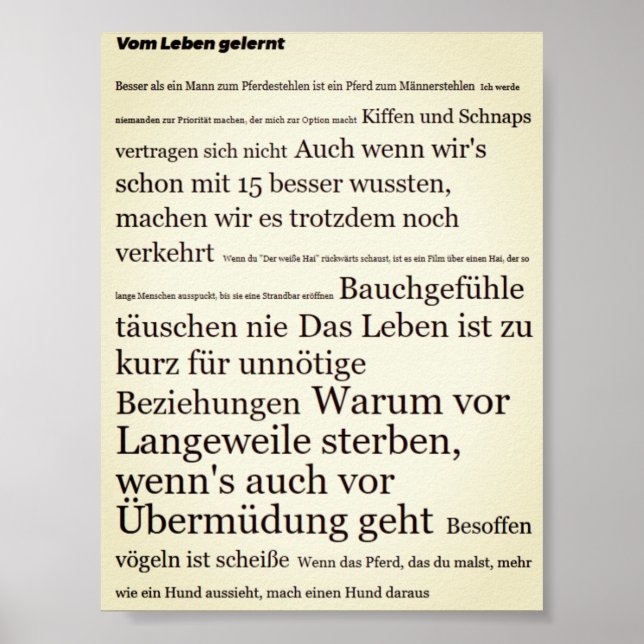 Poster Vom Leben gelernt Motivações (Frente)