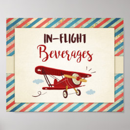 Poster Voo Bebidas Assinar Mesa de Comida de avião