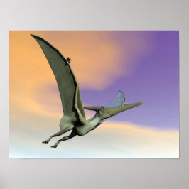 Póster Voo de dinossauros Pteranodon - renderização 3D