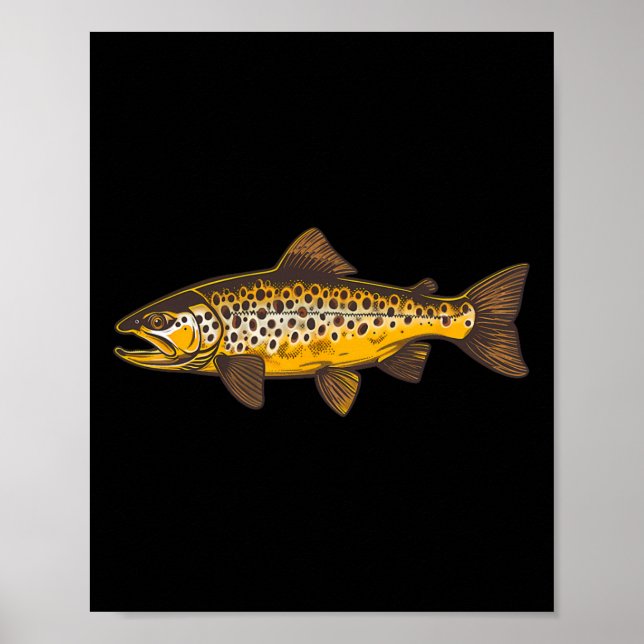 Poster Voo De Trutas Marrons Que Pesca No Exterior E Na N (Frente)