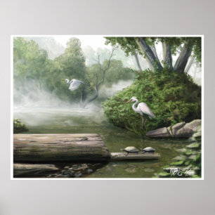 Poster Vôo do guindaste: Uma pintura da natureza