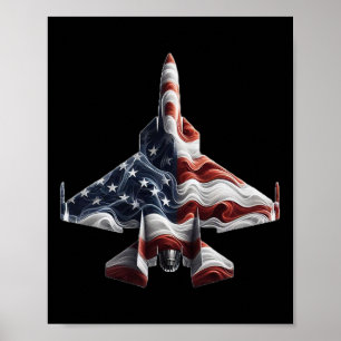 Poster Voo Retro Jet Avião Bandeira Americana Quarto