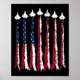 Poster Voo Retro Jet Avião Bandeira Americana Quarto