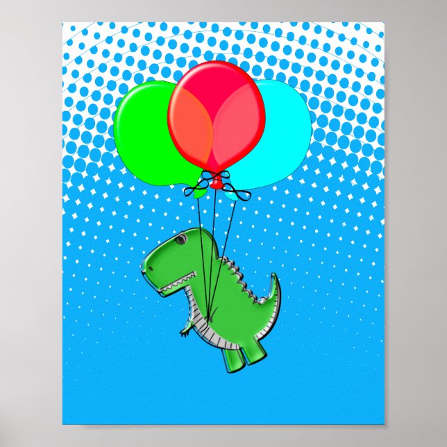 Poster Voo T-Rex Cujo Céu Azul Tem Balões (Frente)