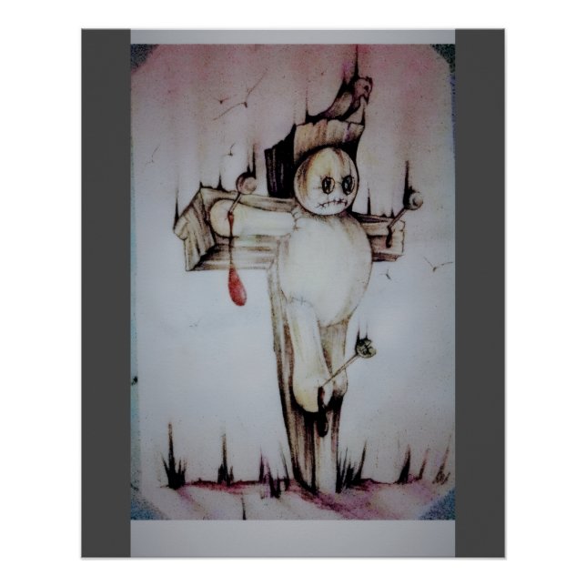 Póster Voodoo Doll Stencil — Arte Original Impressa (Frente)