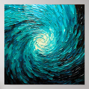 Poster Vórtice Abstrato de Oceano Turquesa