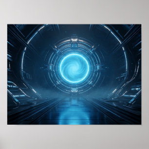 Poster Vórtice Cósmico Dourado em Preto Abstrato