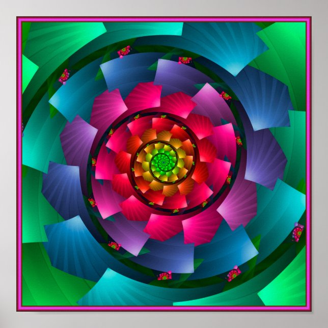 Poster Vórtice de Cores Arco-íris (Frente)