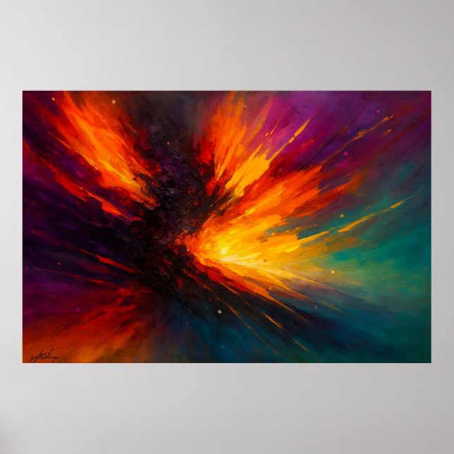 Poster Vórtice de Luz - Tempestade de Fogo Abstrata em Mo (Frente)