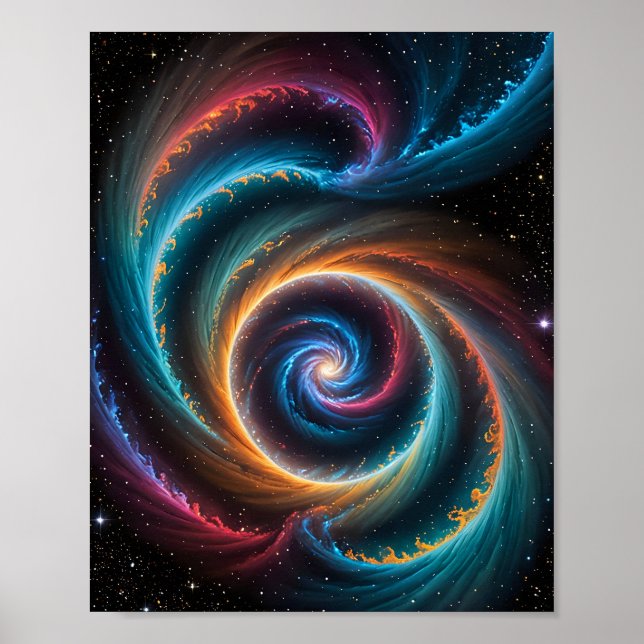 Poster Vórtice espacial profunda e galáxia giratória (Frente)