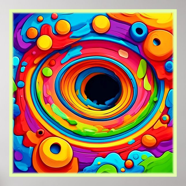 Poster Vórtice Psicodélico Abstrato Colorido (Frente)