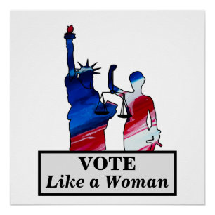 Póster VOTAÇÃO BLUE Women Liberdade Justice Bandeira El