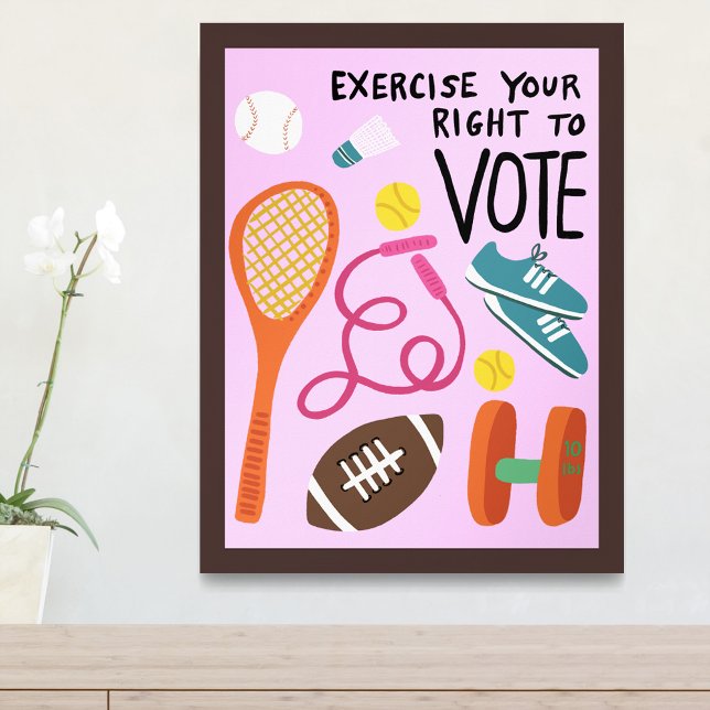 Poster VOTAÇÃO Exerce o seu direito de voto nas eleições  (VOTING Exercise Your Right to Vote Elections Pink Poster Wall Art
)