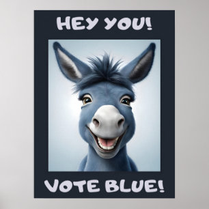 Poster votar burro azul, eleições, política,