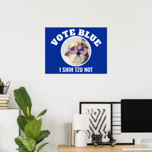 Poster Vote azul democratas bandeira EUA Shih Tzu Cachorr