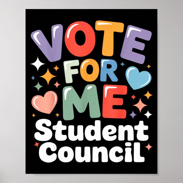 Poster Vote For Me Student Council Vibes School Election  (Frente)